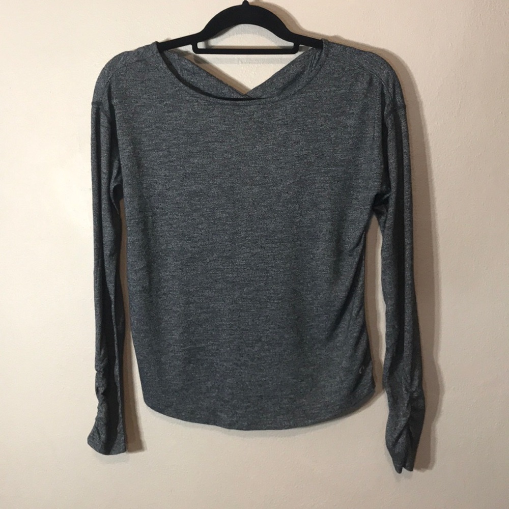 Gap Fit Open Back Heather Grey Top